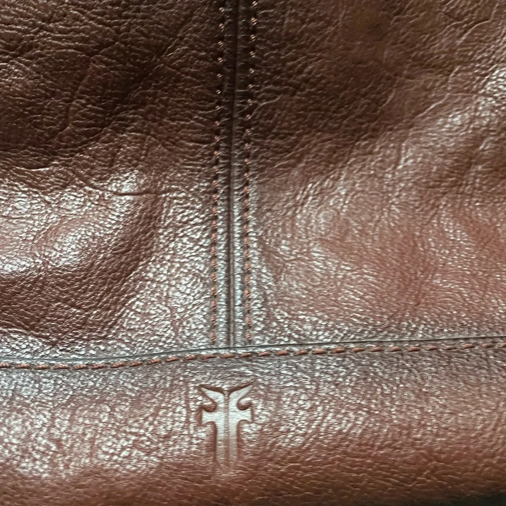 Frye Brown Leather Satchel with Gold Accent